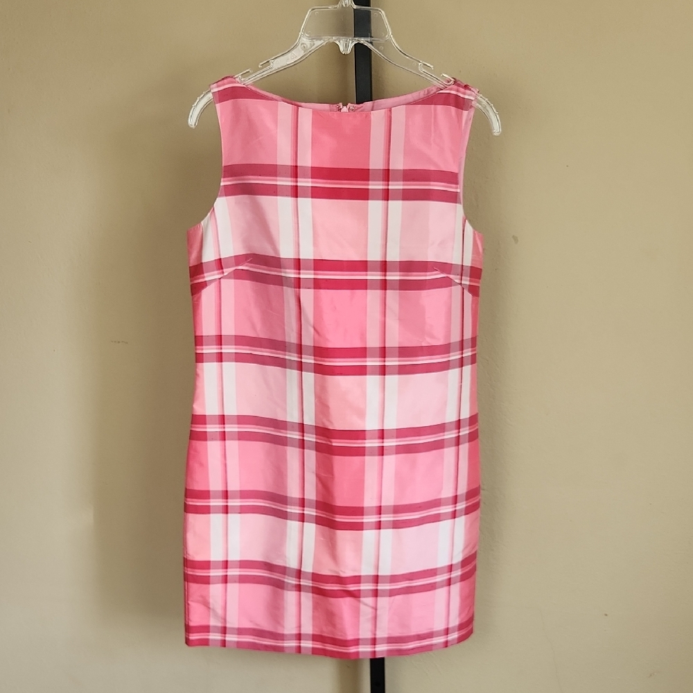Emanuel Ungaro 4 Silk Sleeveless Preppy Pink and White Plaid Mini Dress